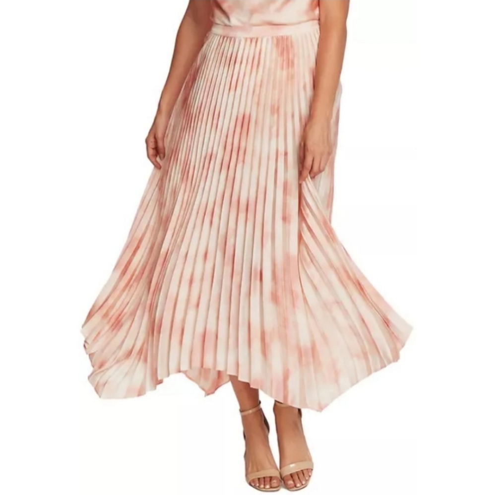 NWT Vince Camuto Spring Safari Tuberose Pleated Asymmetrical Maxi Skirt.